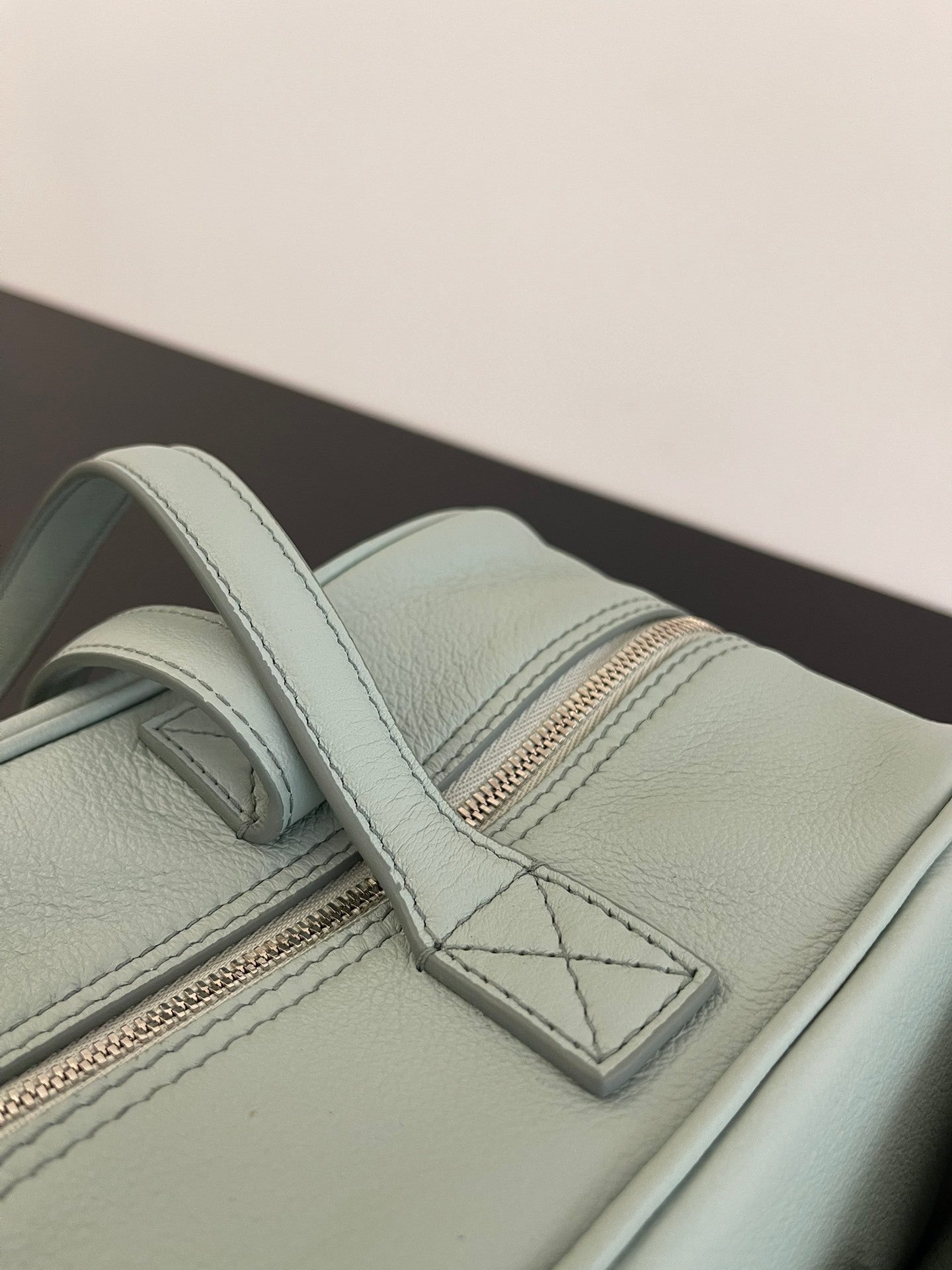 Balenciaga Carrie Bowling Bag Blue Green Leather