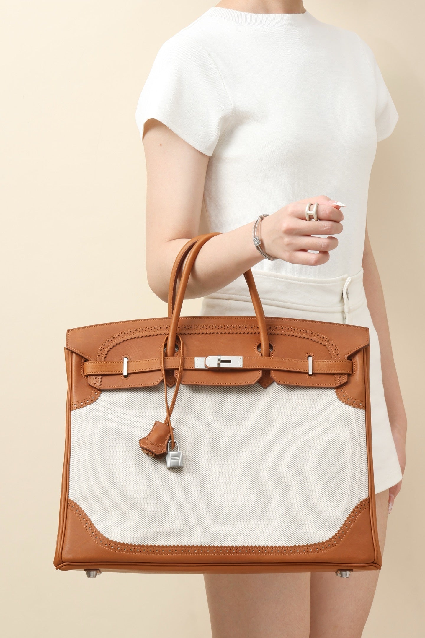 Hermès Birkin Ghillies 35 Canvas & Leather