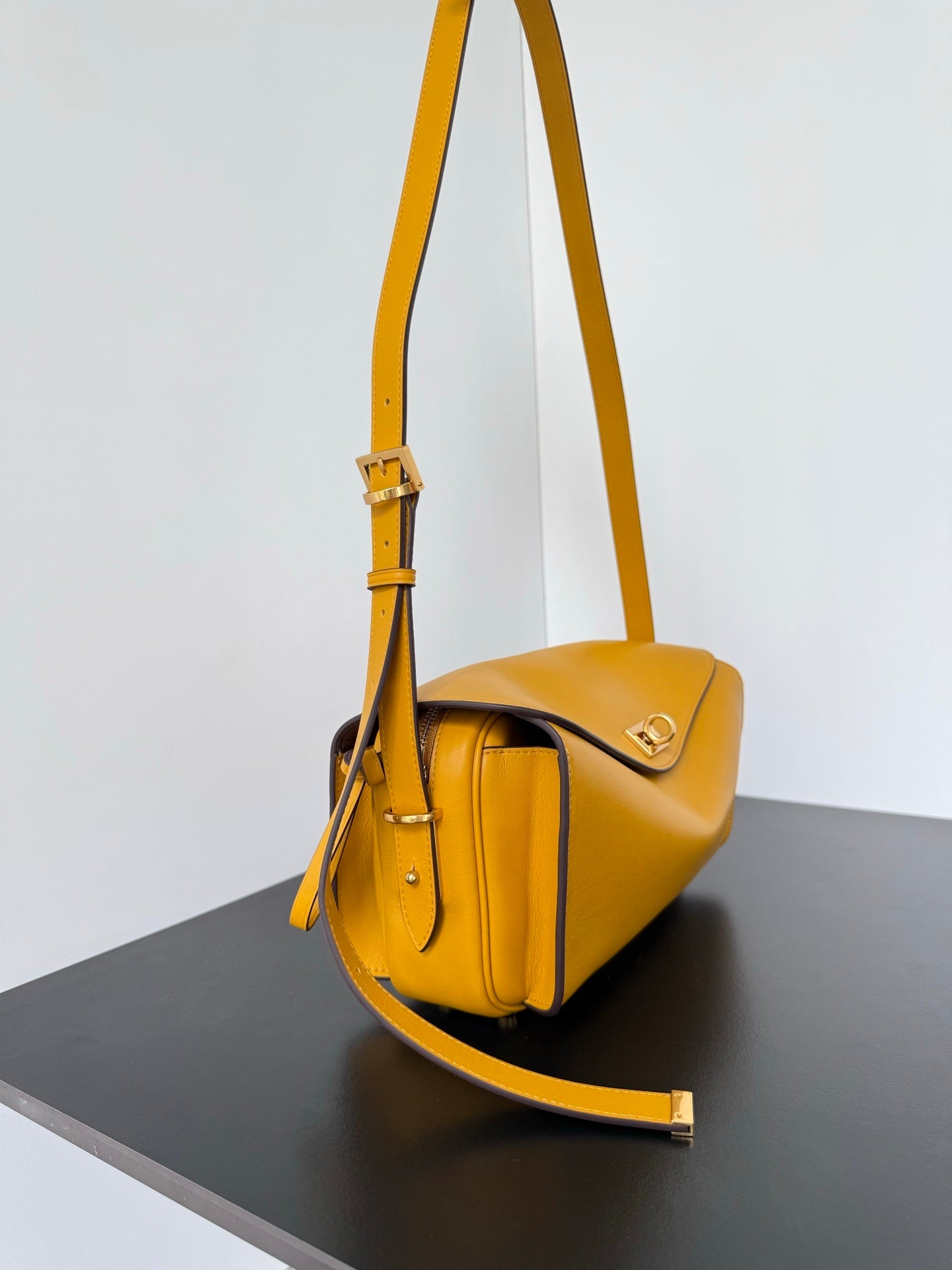 Balenciaga Le 7 Medium Curry Yellow Shoulder Bag