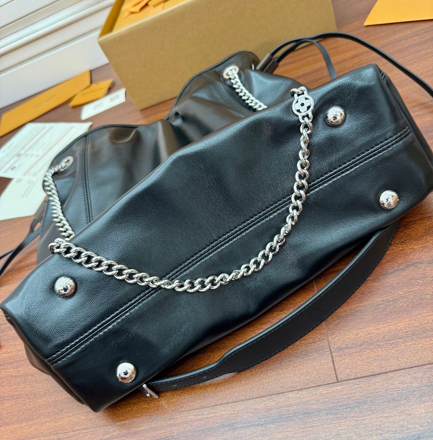 Louis Vuitton Off Duty Vibe MM Bag in Black Lamb Leather