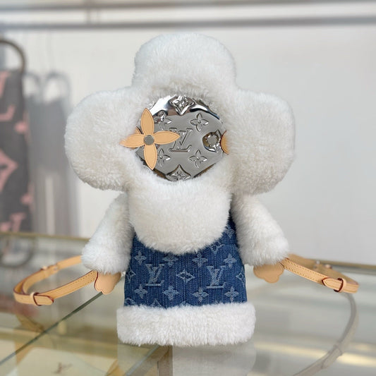 Louis Vuitton Vivienne Backpack in Merino Shearling & Denim – Washed Jeans