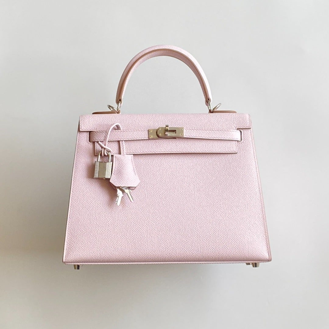 Hermès Kelly 25 Sellier Mauve Pale Epsom