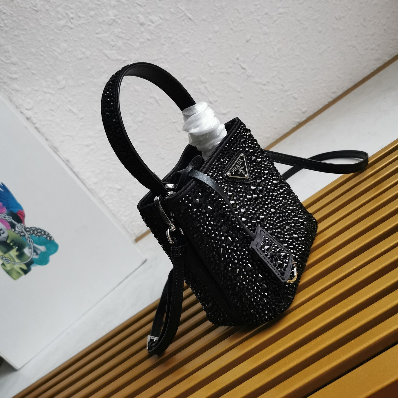 Prada Satin Crystal Small Panier Bucket Bag – Crystal Embellished