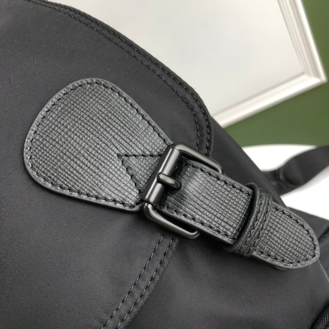 Burberry Black Technical Nylon Rucksack with Leather Trim