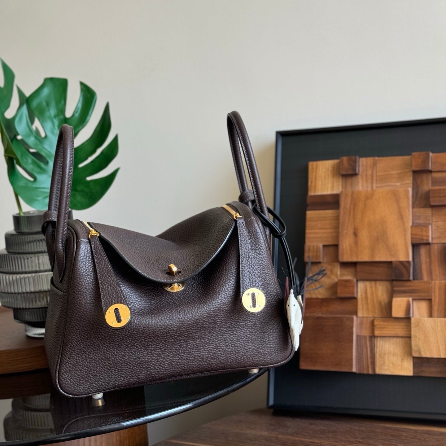 Hermès Lindy 26 Dark Brown Leather Bag