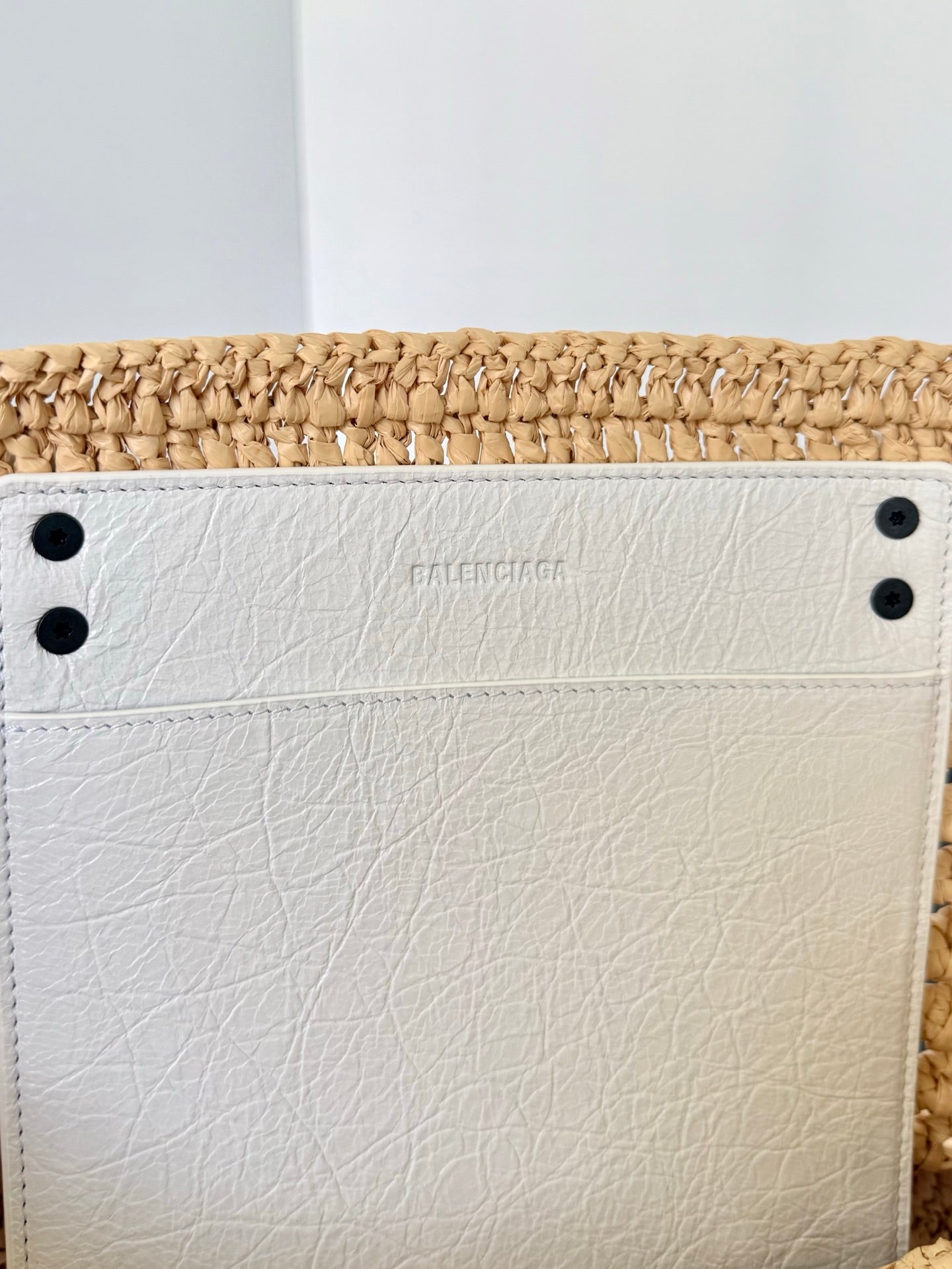 Balenciaga Le City Basket Small Raffia & Leather Bag
