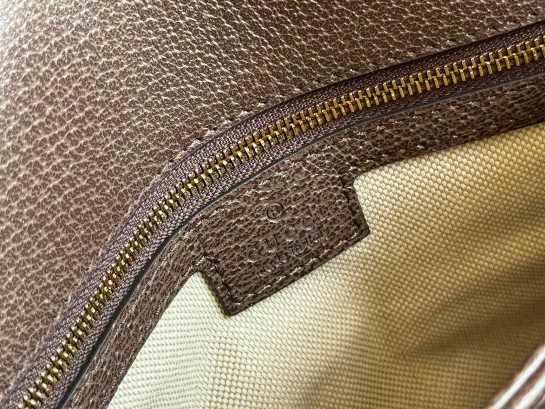 Gucci Blondie Medium Shoulder Bag in GG Monogram Canvas with Brown Leather Trim