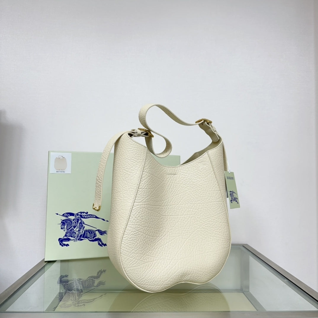 Burberry Medium Chess Leather Shoulder Bag Light Beige Luxury Handbag