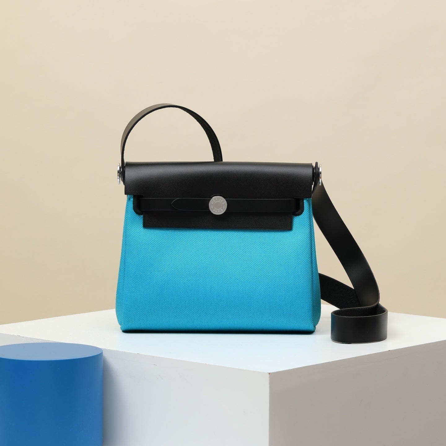 Hermès Herbag Zip 20 Bleu Riviera Canvas