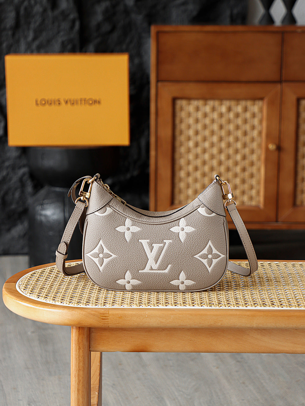 Louis Vuitton Bagatelle Bag in Beige/Crème Monogram Empreinte Leather