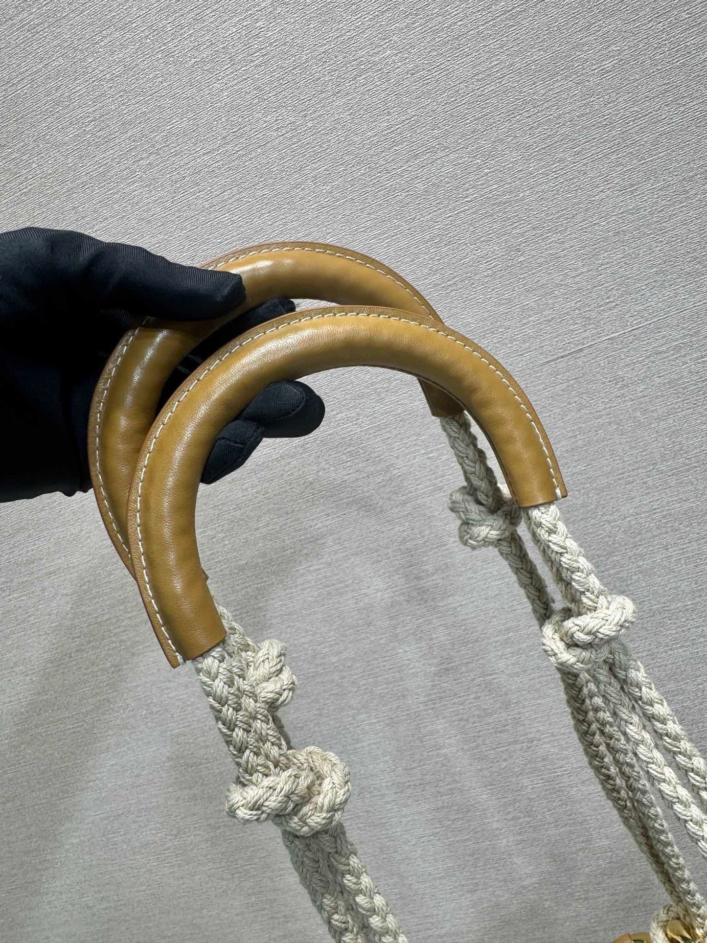 Prada Large Printed Canvas and Leather Tote Bag with Stripe Motif