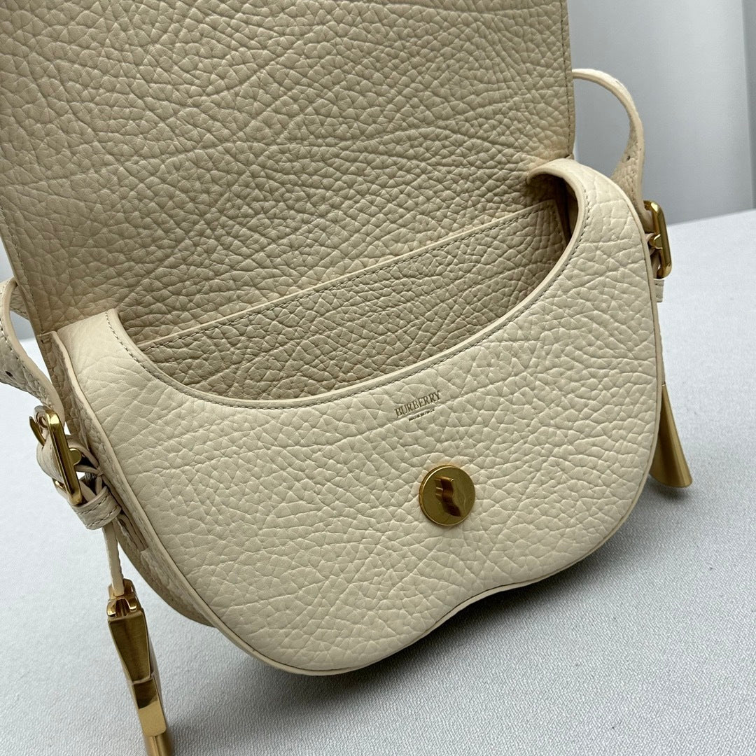 Burberry Chess Satchel Pearl Pebbled Calf Leather Luxury Bag