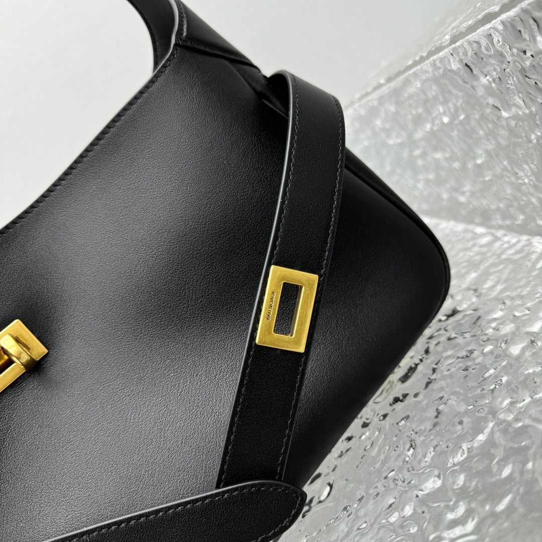 Balenciaga Small Bel Air Black Calfskin Leather Shoulder Bag