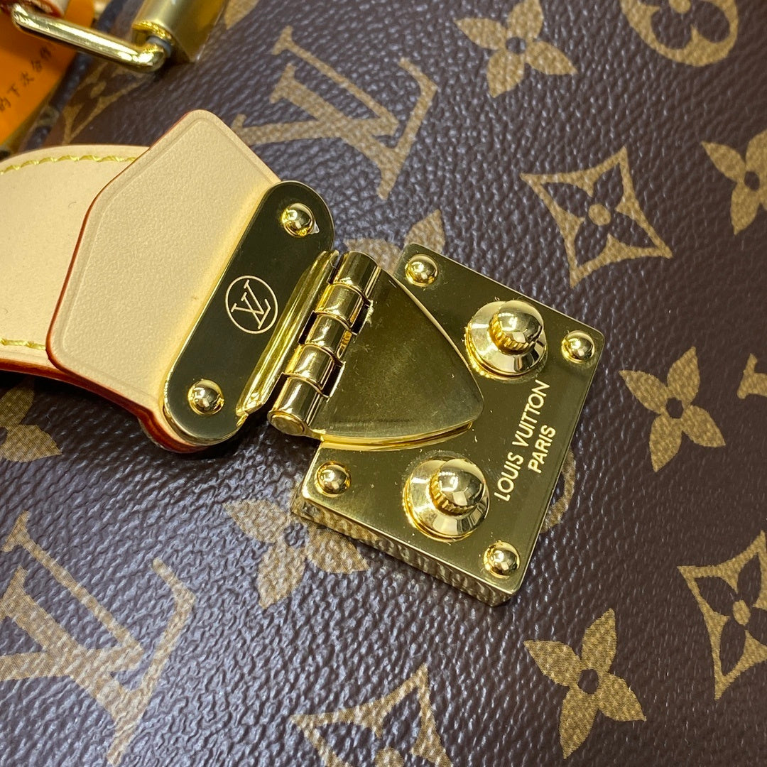 Louis Vuitton Speedy Trunk 20 Bag Monogram Canvas with Cowhide Trim & Gold Hardware