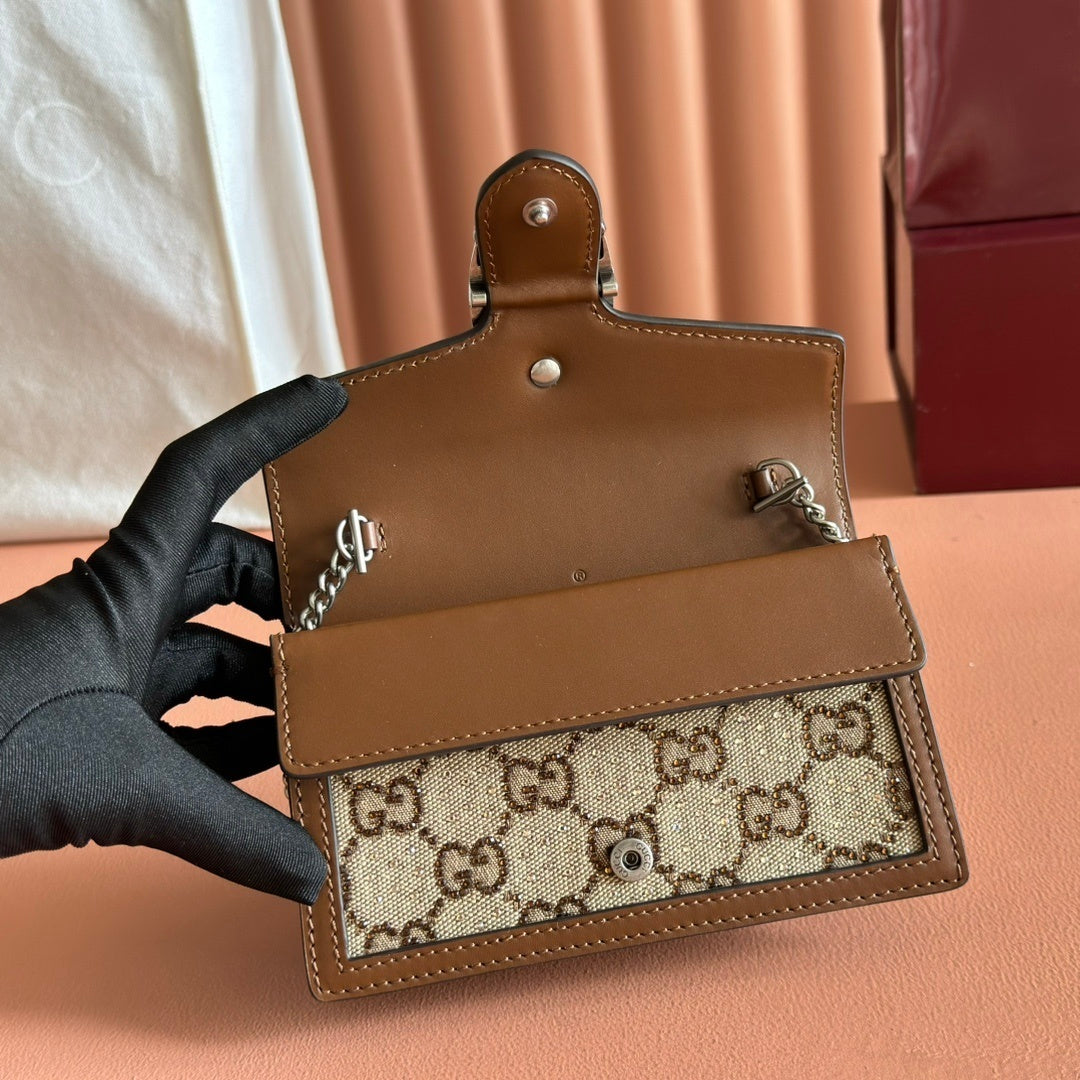 Gucci Dionysus Super Mini GG Supreme Canvas Bag with Tiger Head Closure
