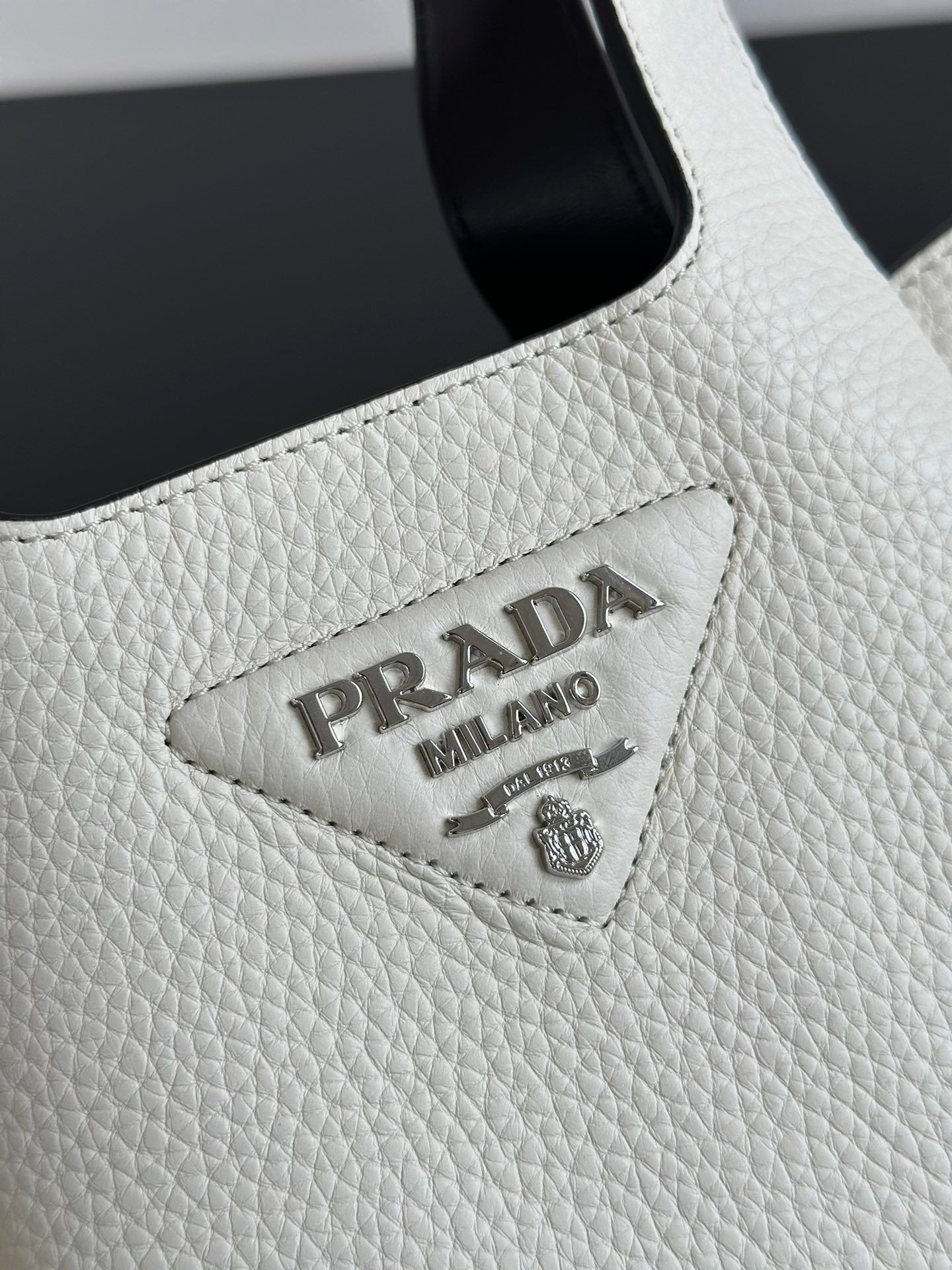 Prada Dynamique Small White Leather Tote Bag