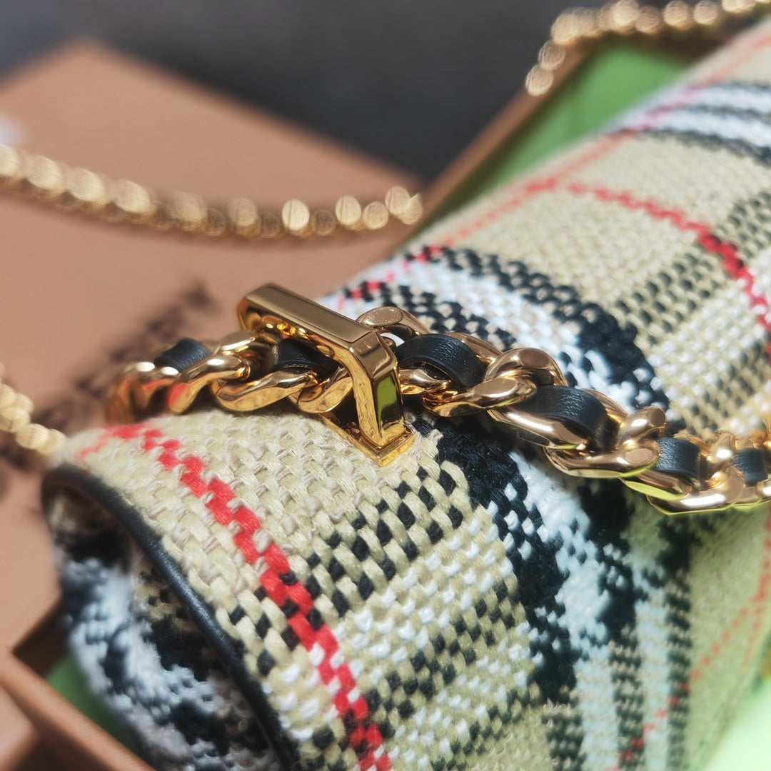 Burberry Small Lola Shoulder Bag in House Check Bouclé Tweed