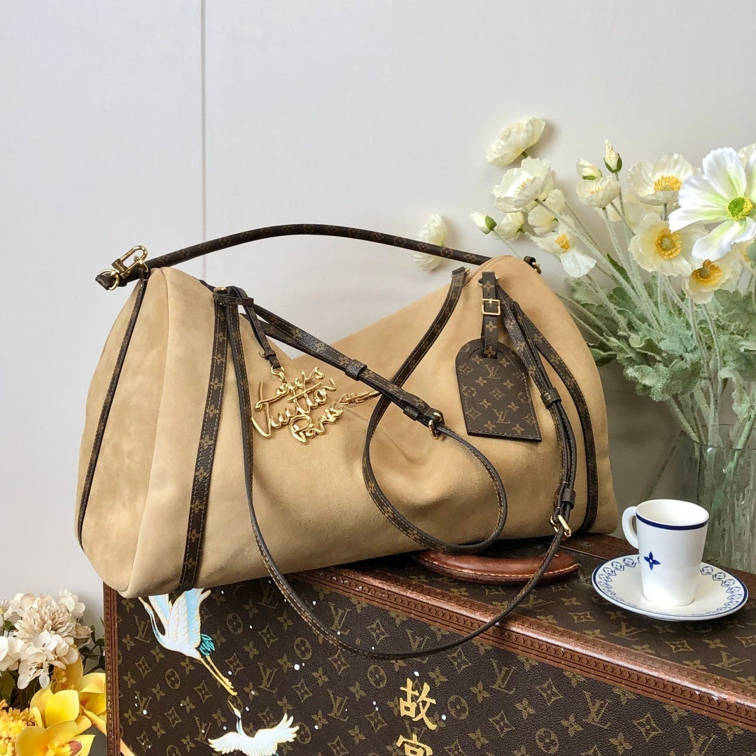 Louis Vuitton Express MM Bag in Calfskin Leather with Monogram Canvas Trim