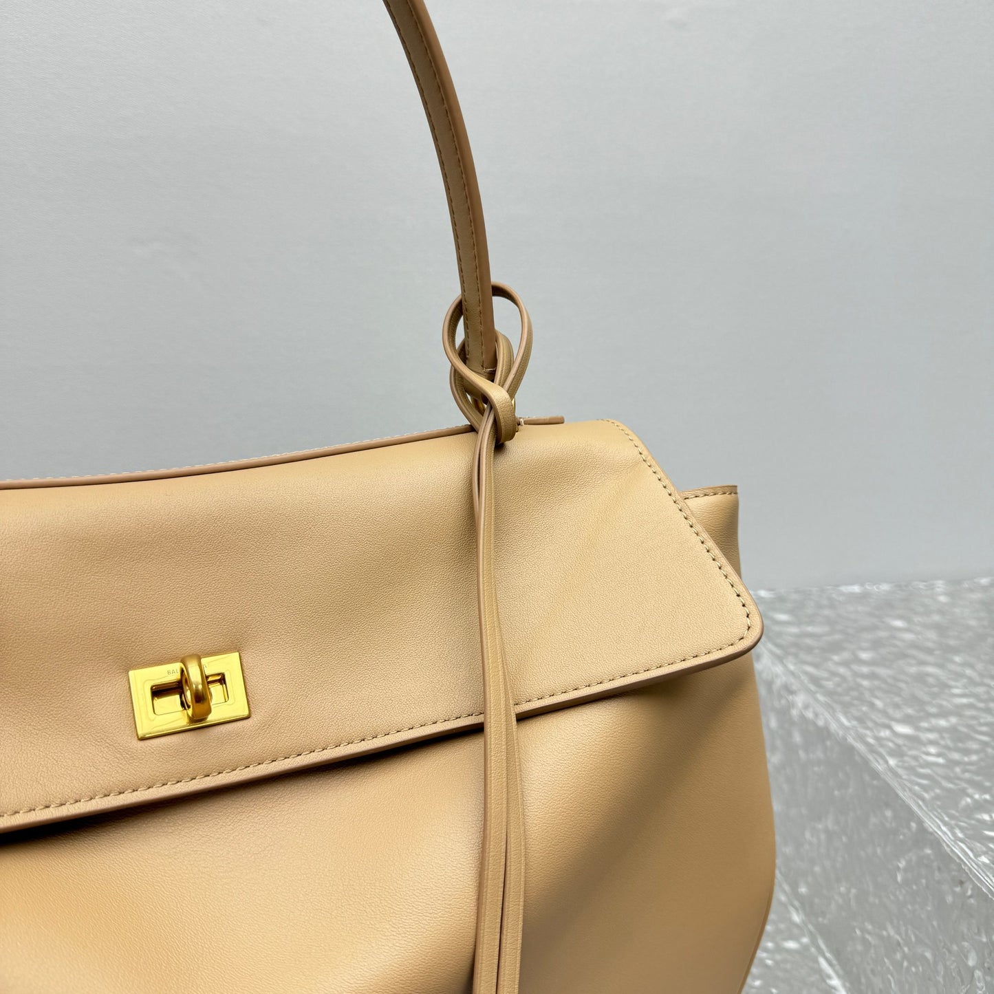 Balenciaga Rodeo Beige Leather Shoulder Bag