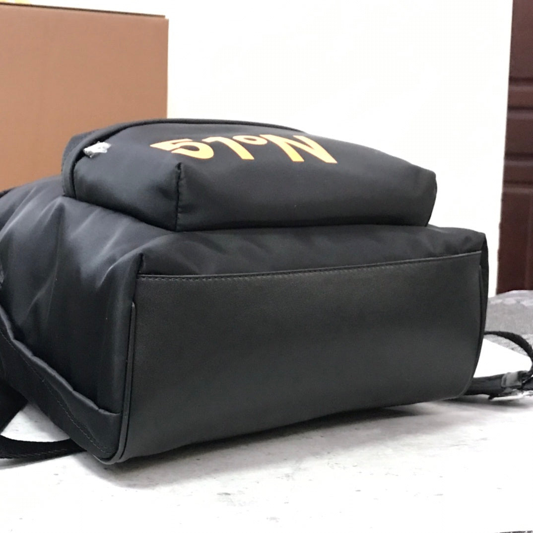 Burberry Coordinates-Print Black Backpack with Orange Logo