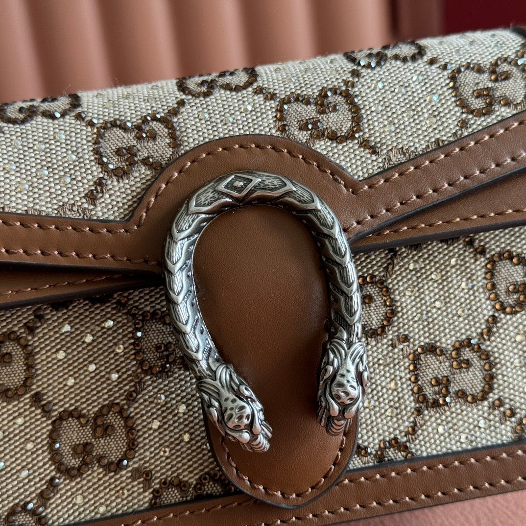Gucci Dionysus Super Mini GG Supreme Canvas Bag with Tiger Head Closure