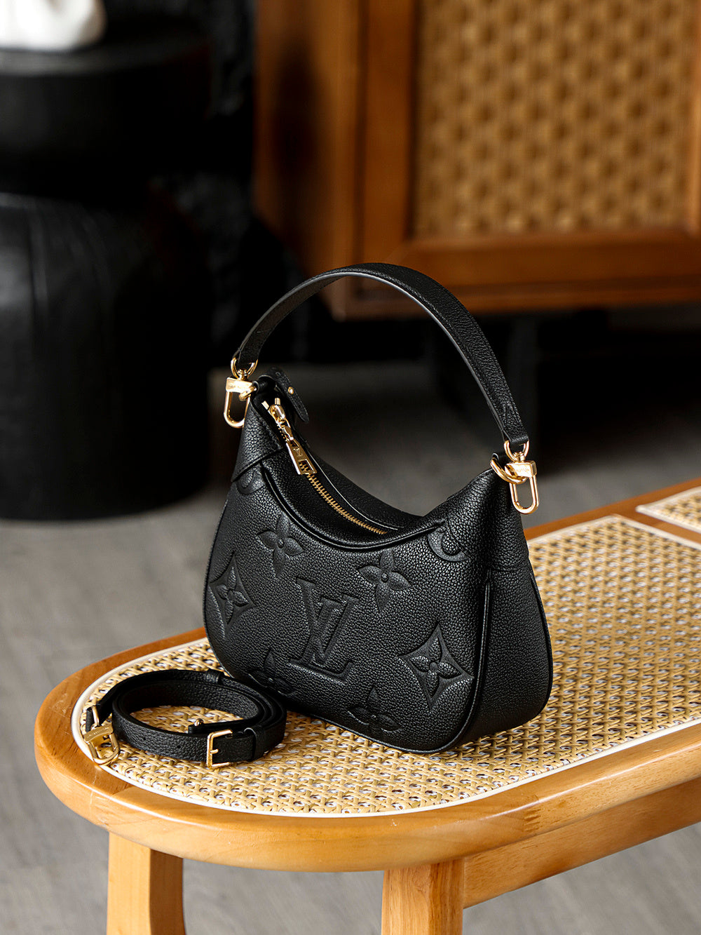 Louis Vuitton Bagatelle Bag in Black Monogram Empreinte Leather
