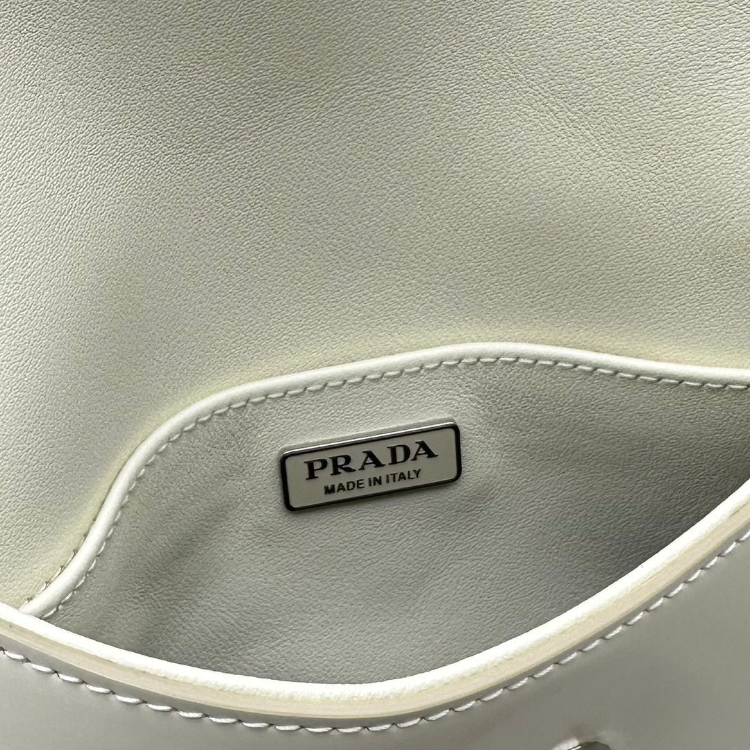 Prada Cleo Flap-Front Brushed Leather Shoulder Bag