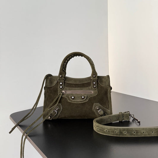 Balenciaga Le City Small Khaki Leather Bag