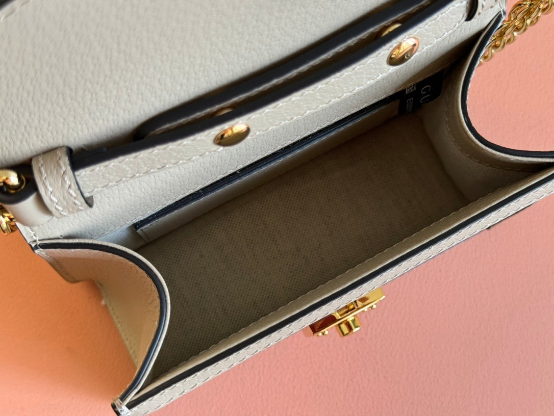 Gucci Ophidia GG Mini Shoulder Bag in Beige & Ebony GG Supreme Canvas with Leather Trim