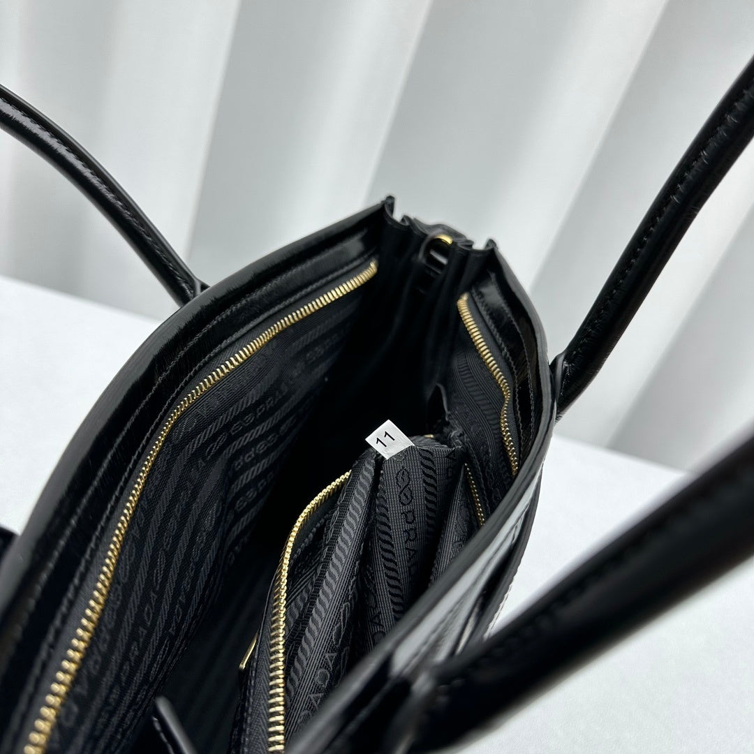 Prada Bonnie Large Leather Shoulder Handbag – Black