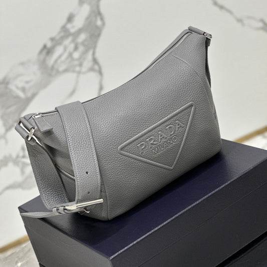 Prada Vitello Daino Leather Shoulder Bag – Grey