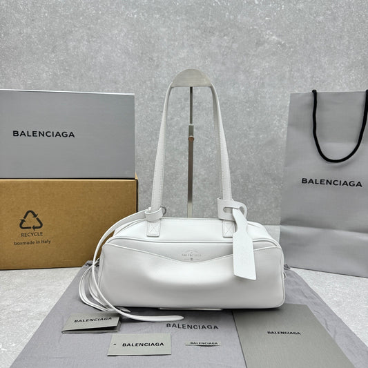 Balenciaga Carrie Bowling Bag Small White Calfskin
