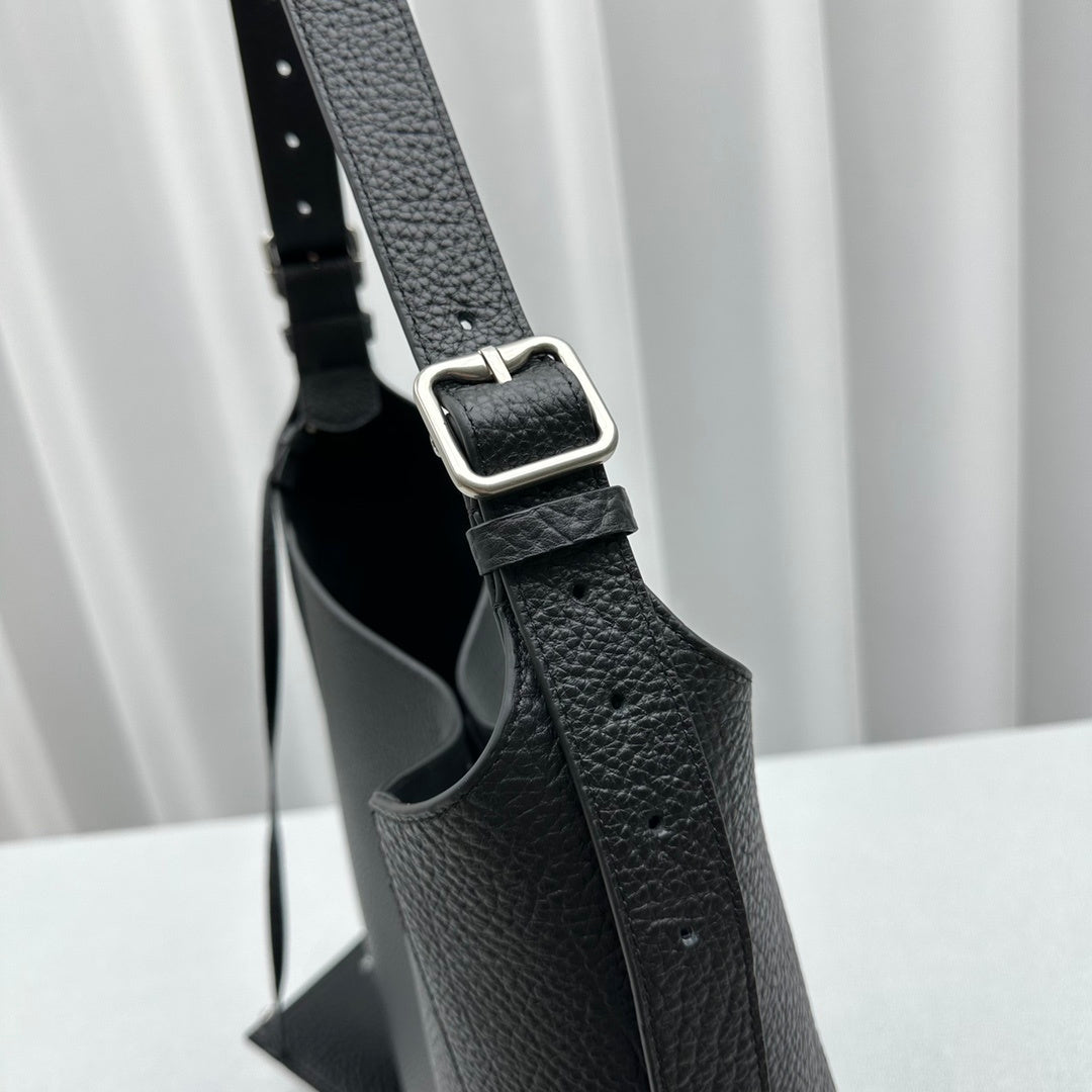 Burberry Women's Chess Black Grained Leather Shoulder Bag