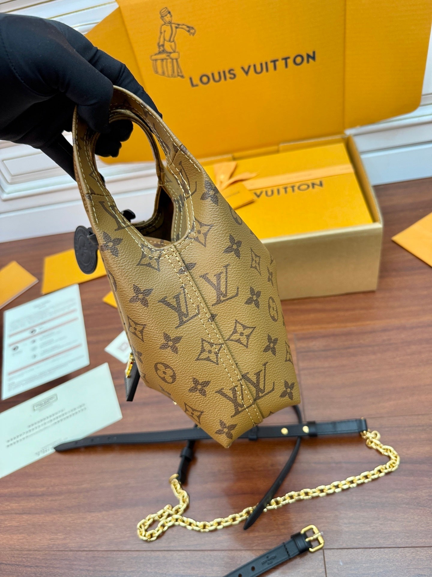 Louis Vuitton Atlantis BB Handbag Monogram Reverse Canvas with Cowhide Leather & Gold Hardware