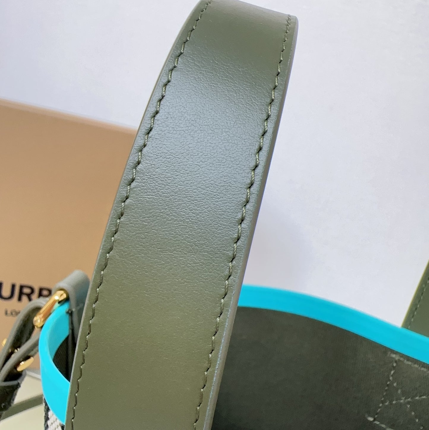 Burberry Women's Mini London Tote Bag in Olive Green Cotton Canvas