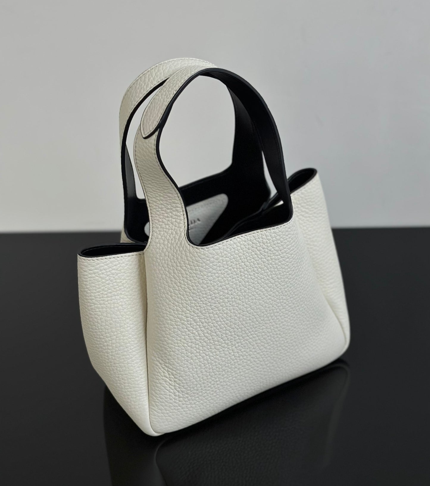 Prada Dynamique Small White Leather Tote Bag
