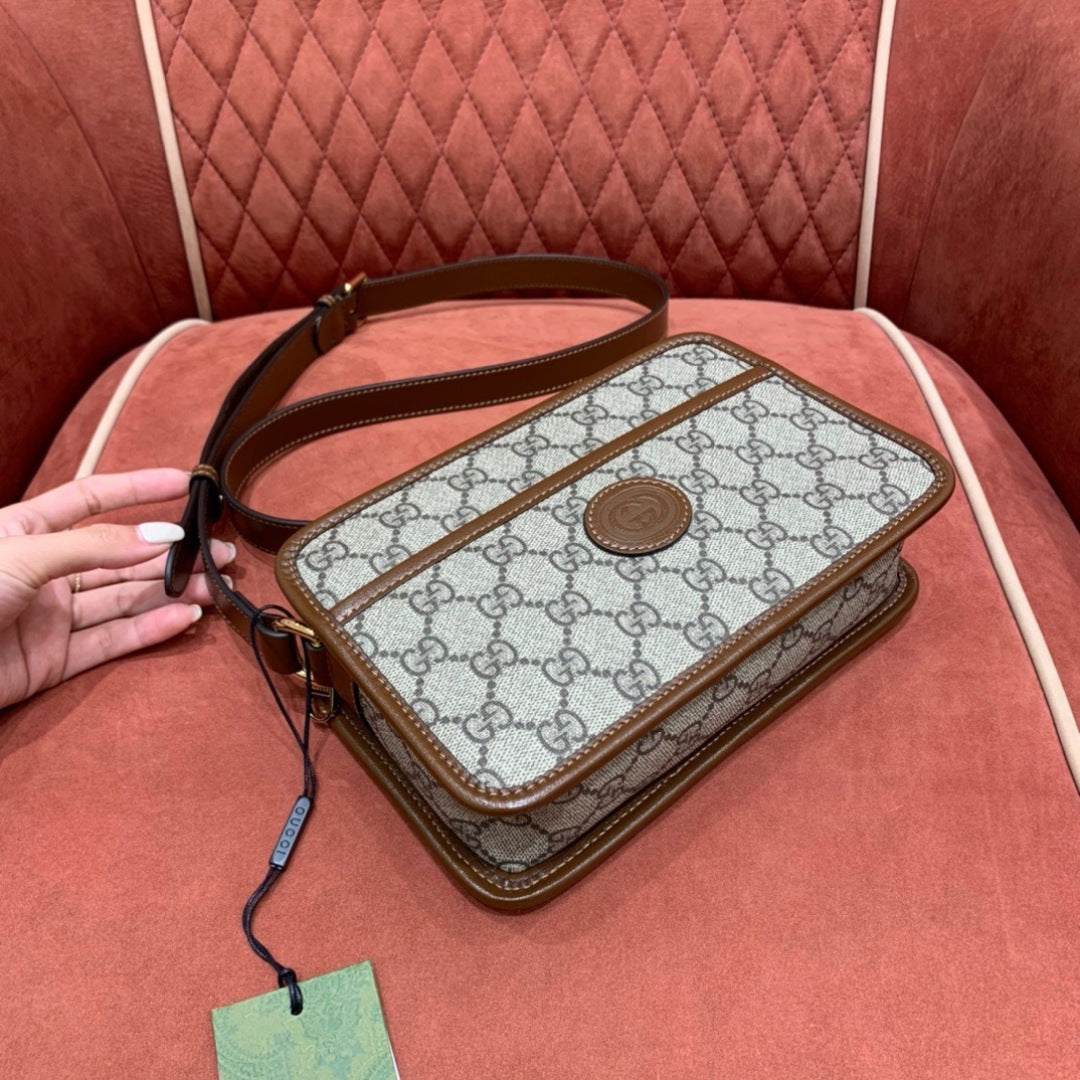 Gucci Interlocking G Mini Bag in GG Supreme Canvas with Leather Trim