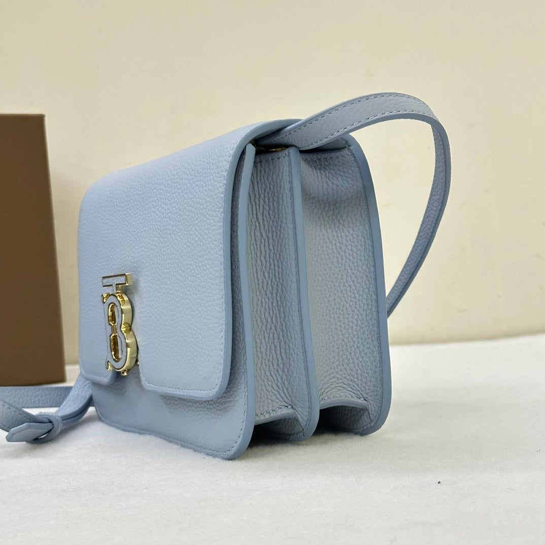 Burberry Small TB Leather Bag in Pale Blue with Thomas Burberry Monogram Clasp