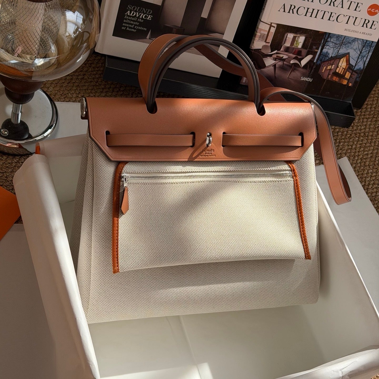 Hermès Herbag Zip 31 Black Toile Canvas Bag