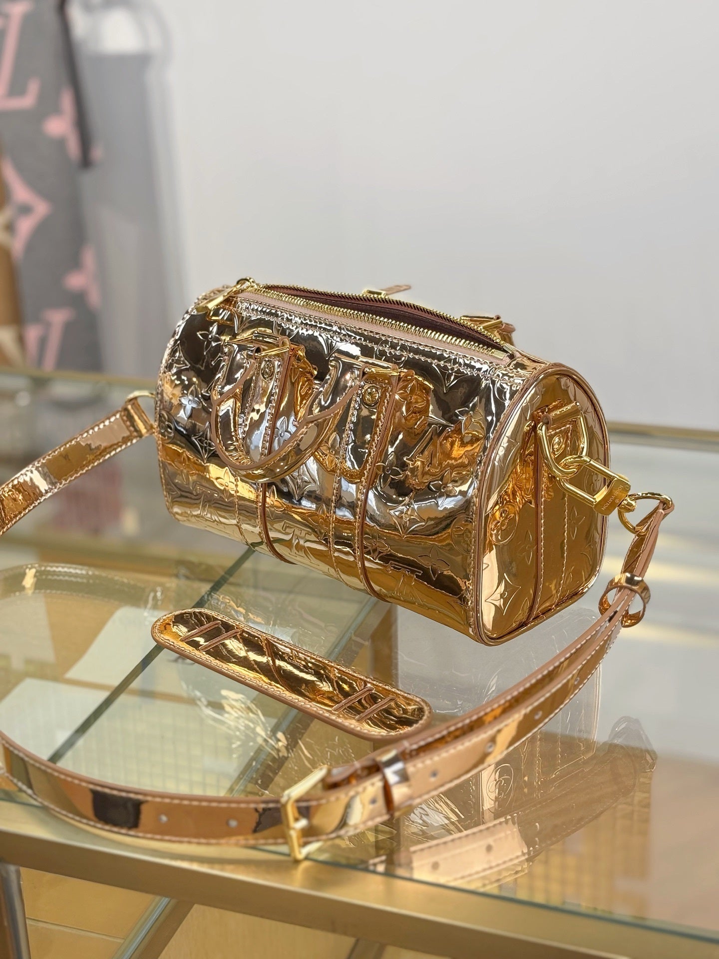 Louis Vuitton Speedy Bandoulière in Copper Monogram Miroir Laminated Canvas