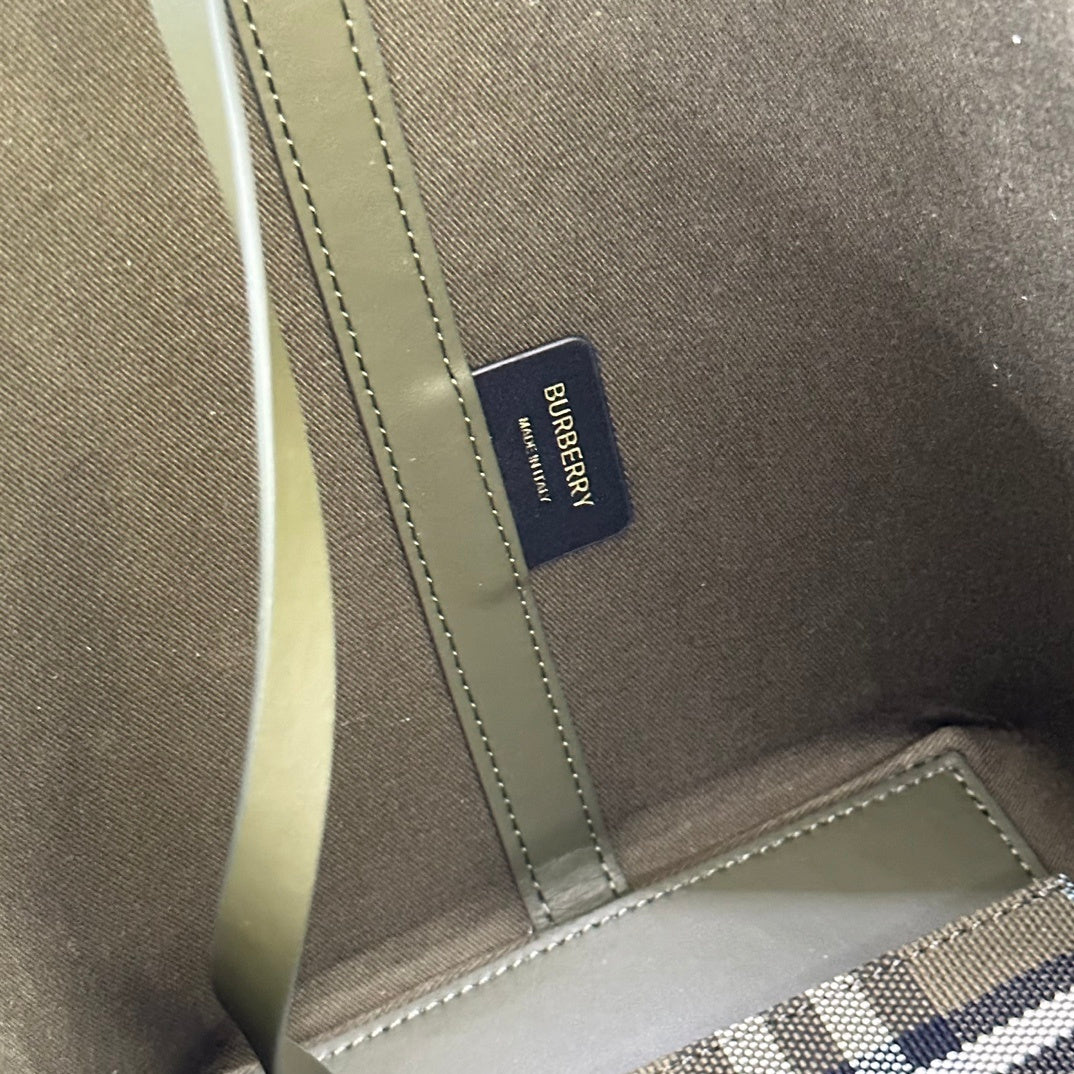 Burberry Women's Note Small Check Crossbody Bag in Olive Green Plaid