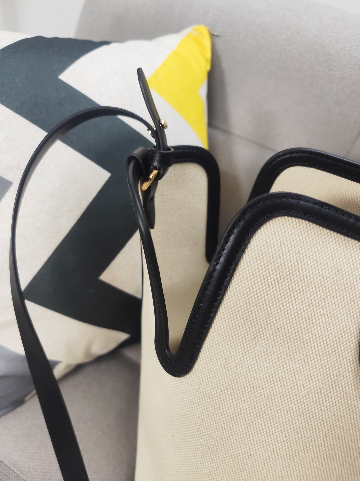 Burberry Medium Soft Canvas & Leather Belt Tote with Horseferry Logo