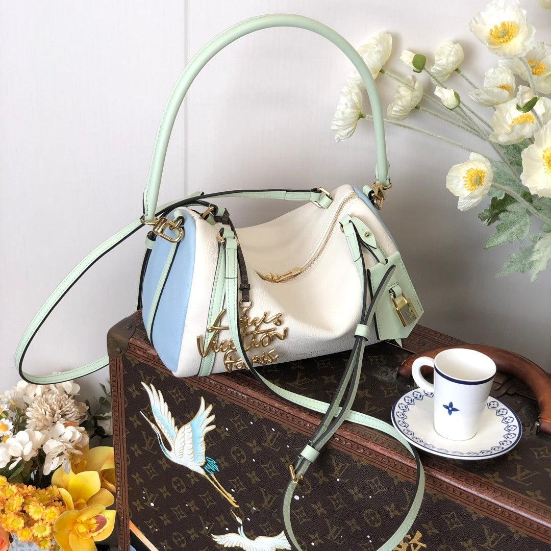 Louis Vuitton Express PM Shoulder Bag – Calfskin Leather in White & Light Blue