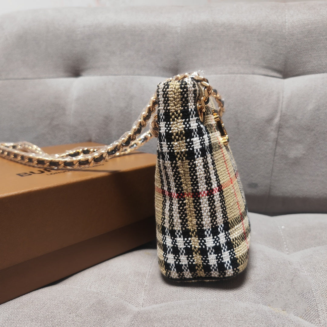 Burberry Mini Lola Bucket Bag in Archive Beige Check Bouclé