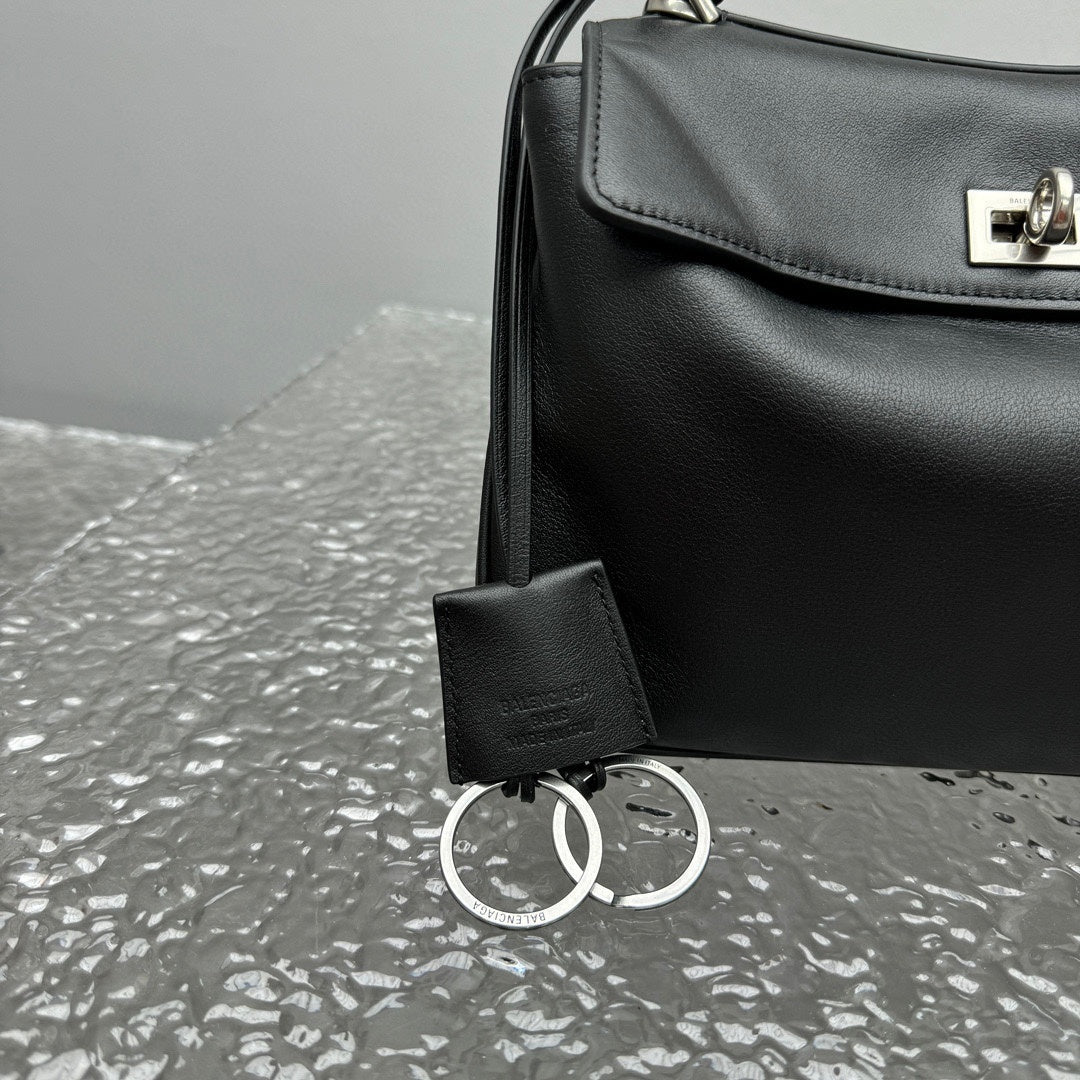 Balenciaga Rodeo Black Calfskin Handbag Silver Hardware