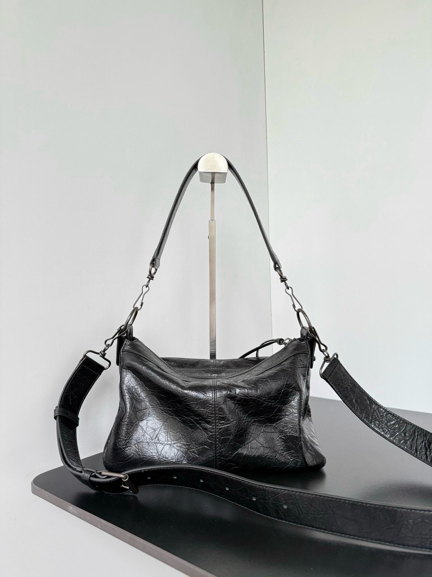 Balenciaga Le City Moto Medium Leather Shoulder Bag