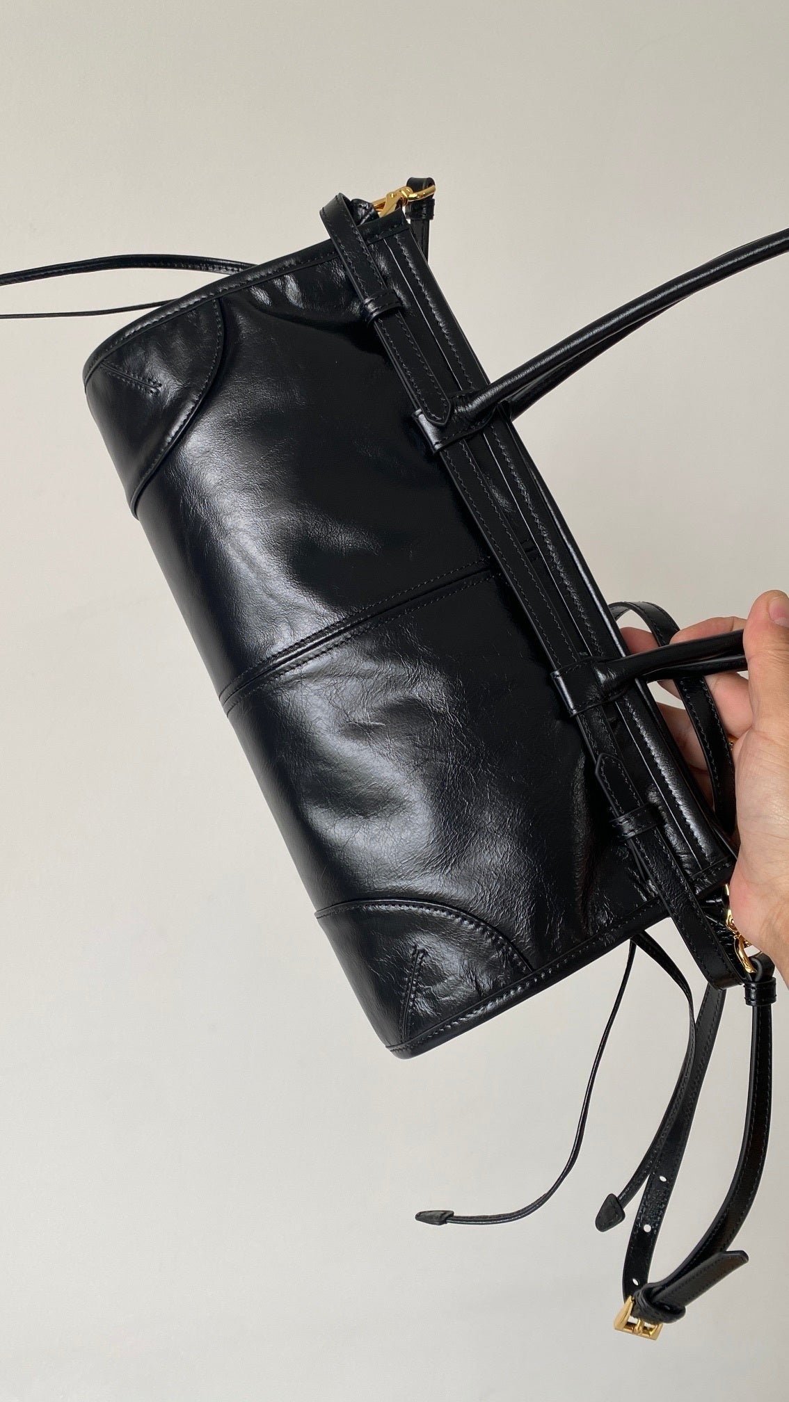 Prada Bonnie Medium Black Leather Top-Handle Bag