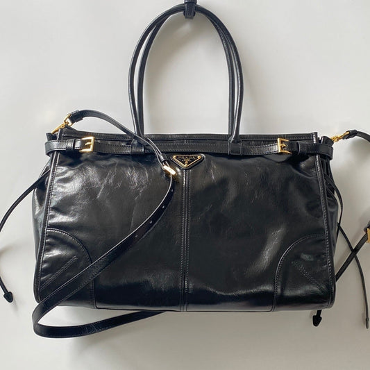 Prada Bonnie Large Leather Shoulder Bag – Black