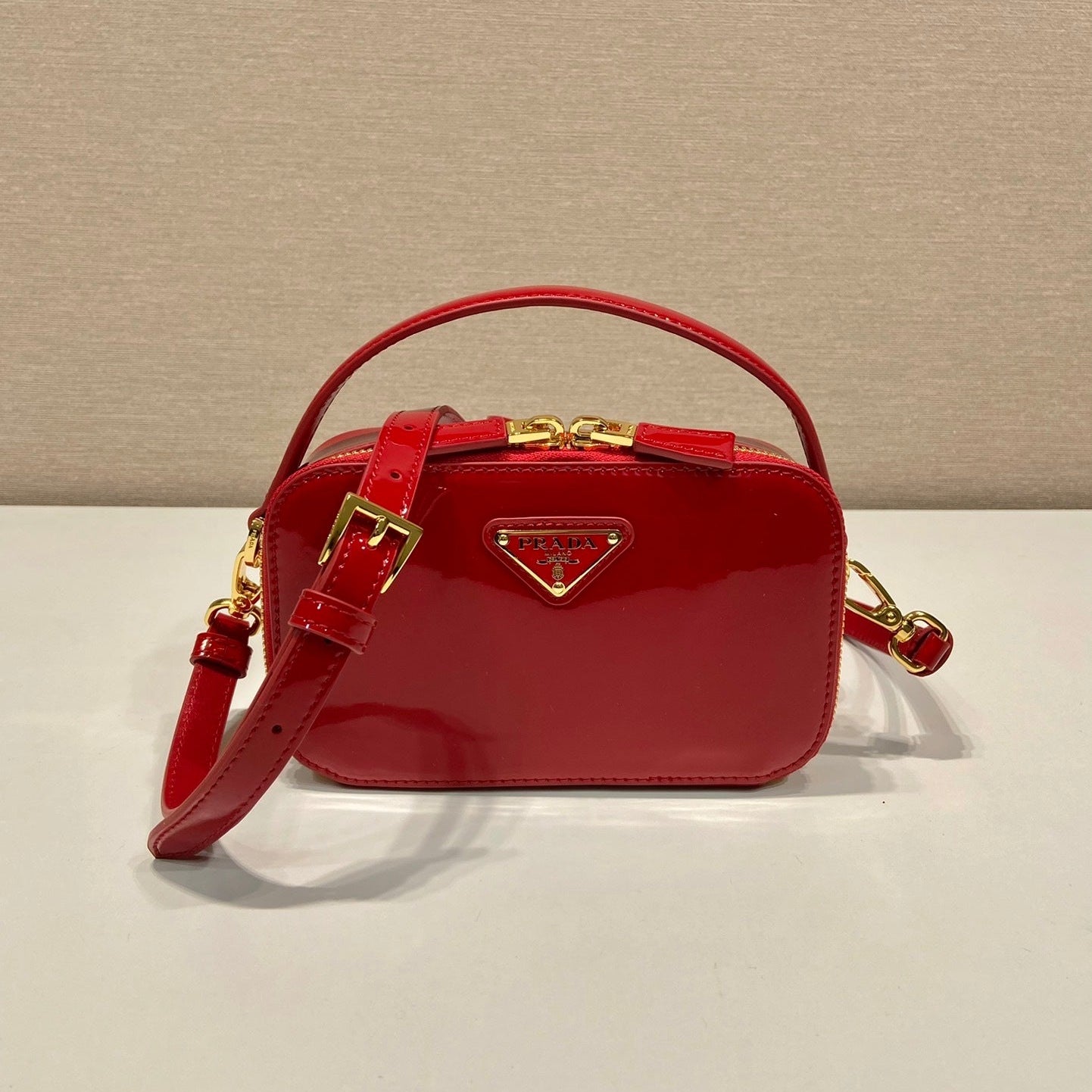 Prada Patent Leather Mini Pouch in Red – Stylish Luxury Designer Mini Bag