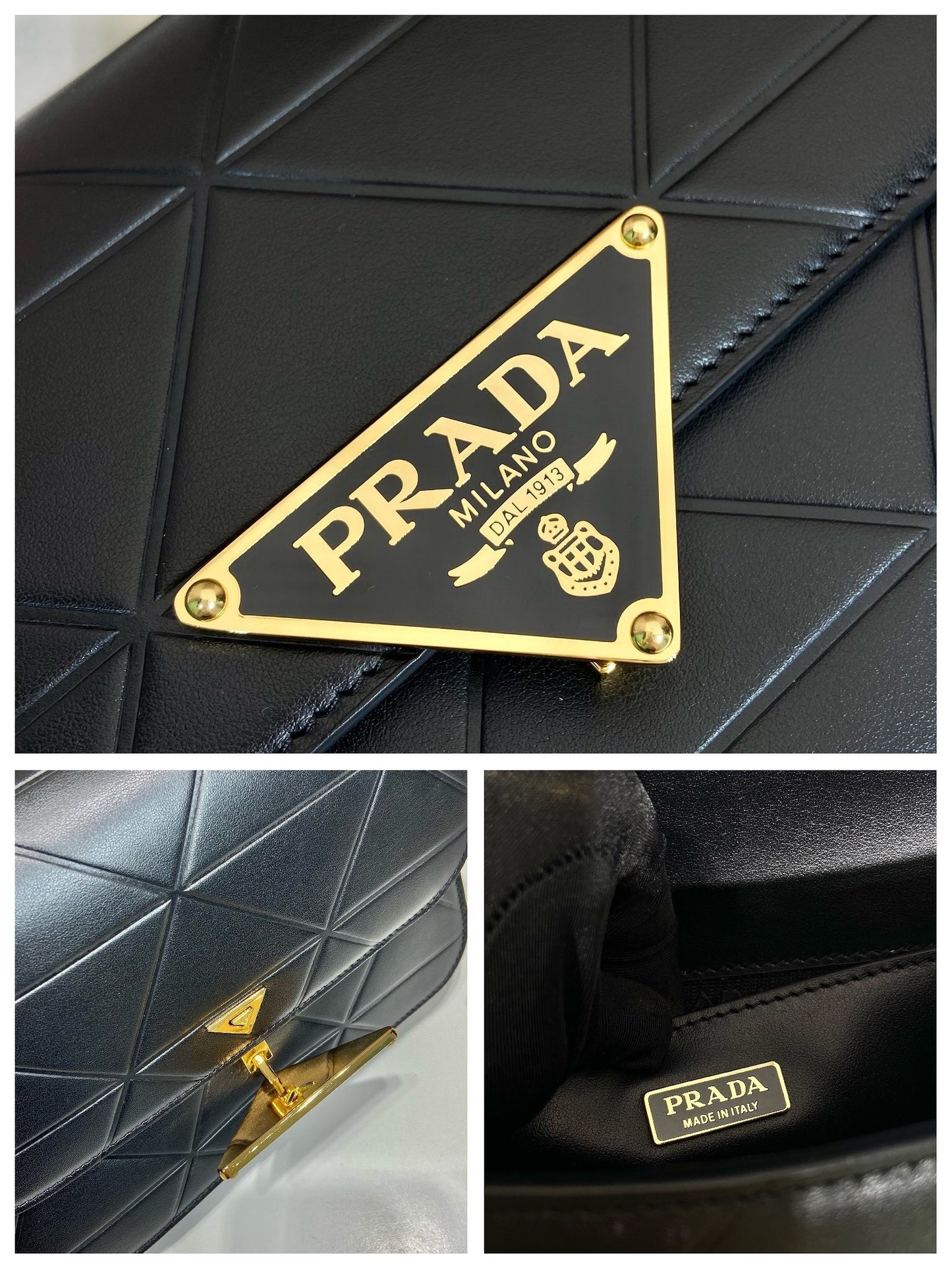 Prada Quilted Nappa Leather Shoulder Bag with Gold Triangle Logo